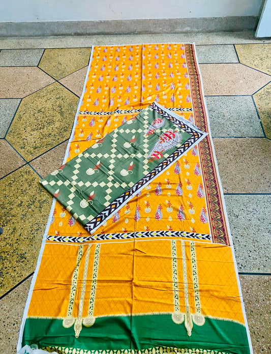2Pc Linen Shirt Dupatta Unstitched Suit
